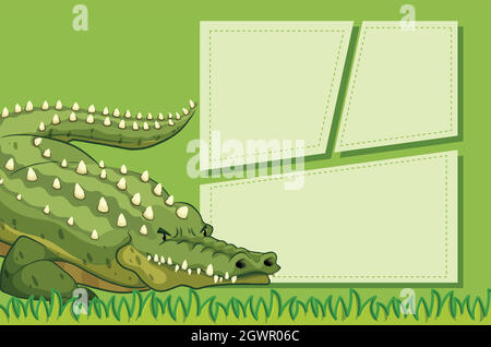 A crocodile on note template Stock Vector