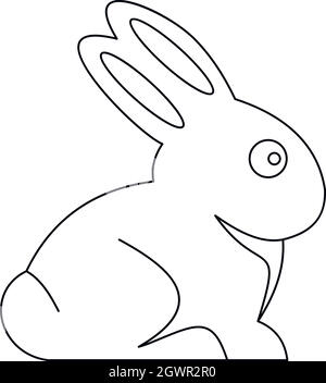 Easter bunny icon , outline style Stock Vector