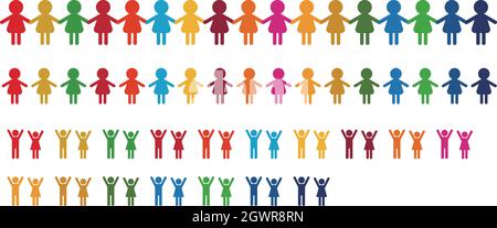 Set of various human-shaped icons inspired by SDGs. Vector illustration isolated on white background. Stock Vector