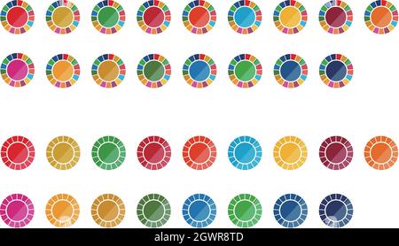 Symbol icons for a bright future inspired by Sustainable Development Goals. Vector illustration isolated on white background. Stock Vector