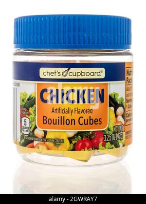Winneconne, WI -12 September 2021:  A package of Chefs cupboard chicken bouillon cubes on an isolated background Stock Photo
