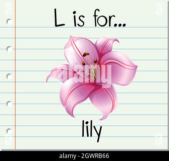 Flashcard letter L is for lily Stock Vector