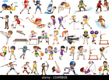 Sport activities by boys, girls, kids, athletes isolated Stock Vector Image  & Art - Alamy