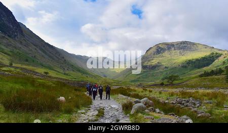 The Beginning Of An Adventure, Setting Off For A Walk Up Scafell Pike With A Group Of Friends