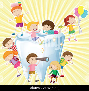 Boys and girls with clean tooth Stock Vector