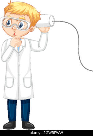 A boy cartoon character wearing laboratory coat Stock Vector