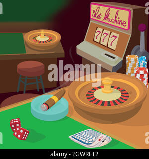 Casino game items concept, cartoon style Stock Vector