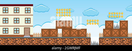Game Template in City Scene Stock Vector