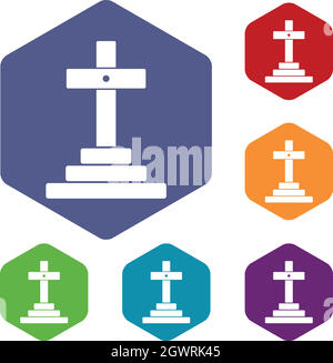 Gravestone, headstone and tombstone icons, tomb stone vector ...