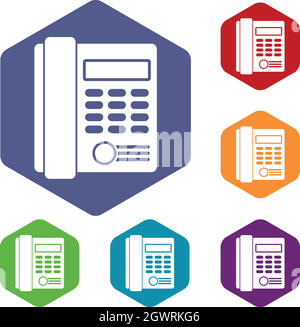 Office business keypad phone icons set Stock Vector