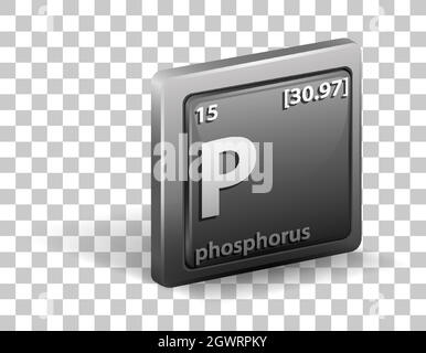 Phosphorus chemical element. Chemical symbol with atomic number and atomic mass. Stock Vector