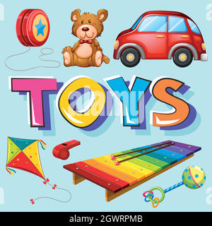 Different types of toys Stock Vector