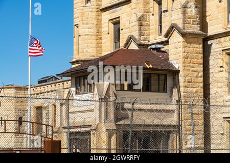 Exterior of old abandoned prison.  Joliet, Illinois, USA Stock Photo