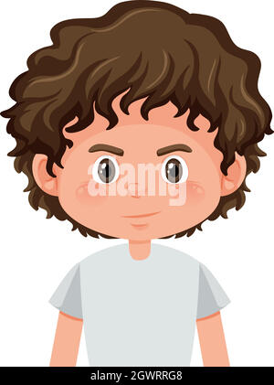 A curly hair boy character Stock Vector