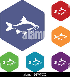 River fish icons set Stock Vector