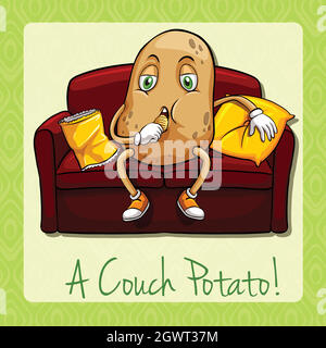 Couch potato idiom concept illustration Stock Vector Image & Art - Alamy