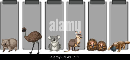 Set of australia animal on grey border Stock Vector