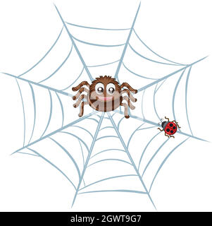 Spider on the web Stock Vector