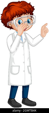 A boy cartoon character wearing laboratory coat Stock Vector