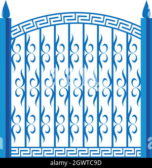 Forged gate icon, cartoon style Stock Vector