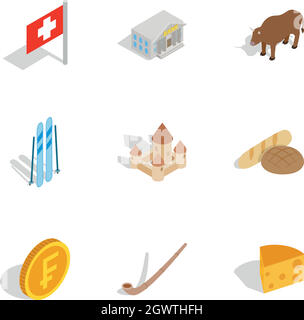 Welcome to Switzerland icons set Stock Vector