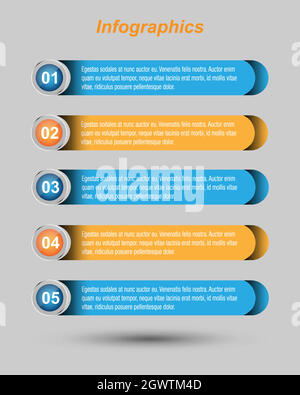 Infographic design template with paper tags. Stock Vector