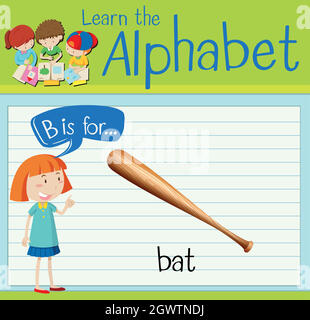 Flashcard letter B is for bat Stock Vector