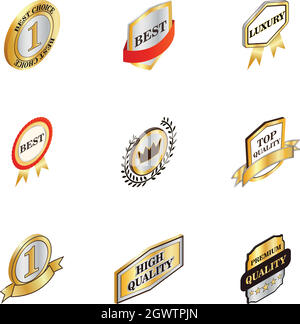 Luxury premium quality golden labels icons set Stock Vector