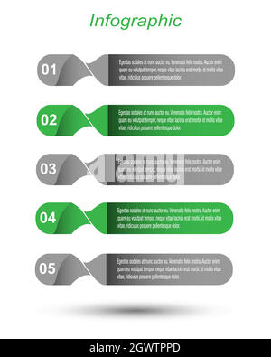 Infographic design template with paper tags. Stock Vector