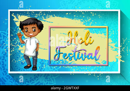 Happy Holi festival poster design with colorful background Stock Vector