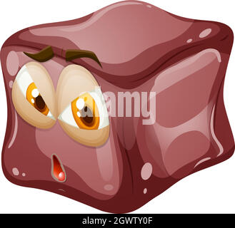Brown cube with face Stock Vector