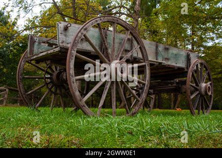 An Old Timey Wooden Wagon Stock Photo