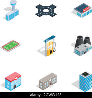 Urban infrastructure icons, isometric 3d style Stock Vector