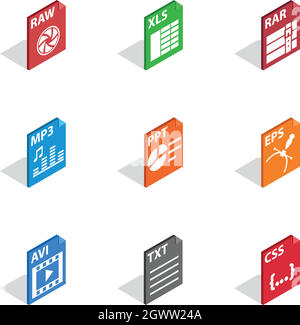Program file icons, isometric 3d style Stock Vector