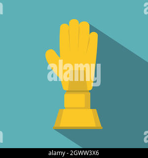 Golden baseball glove trophy icon, flat style Stock Vector