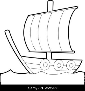 Sailing ship icon , outline style Stock Vector