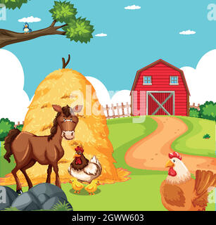 A rural farmland scene illustration Stock Vector Image & Art - Alamy
