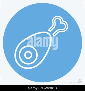 Icon Ham - Blue Eyes Style - Simple illustration, Editable stroke, Design template vector, Good for prints, posters, advertisements, announcements, in Stock Vector