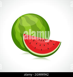 watermelon slice flat design isolated Stock Vector