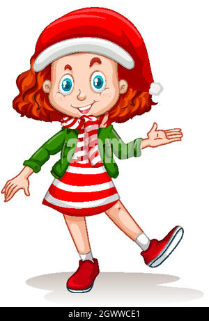 Cute girl wearing Christmas costumes cartoon character Stock Vector