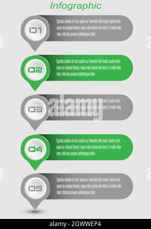 Infographic design template with paper tags. Stock Vector