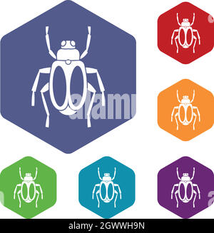 Dung beetle icons set Stock Vector