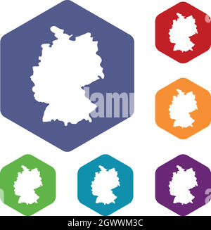 Map of Germany icons set Stock Vector