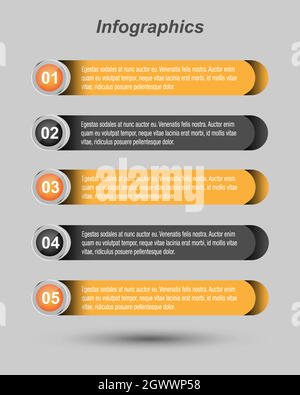 Infographic design template with paper tags. Stock Vector