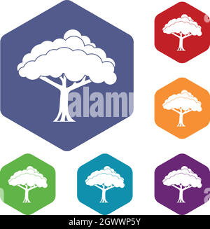 Tree trunk icons set 9 color vector isolated on white for any design ...