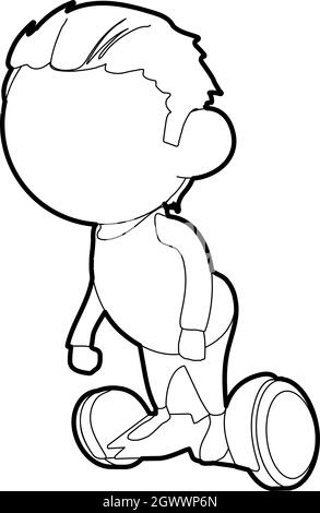 Boy on segway icon, outline style Stock Vector
