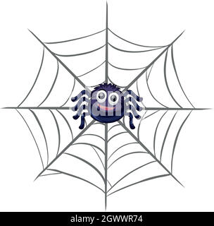 Black spider on spiderweb Stock Vector