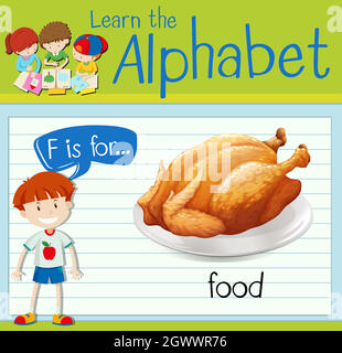 Flashcard letter F is for food Stock Vector