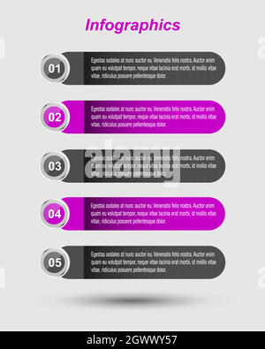 Infographic design template with paper tags. Stock Vector
