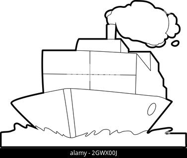 Ship icon, outline style Stock Vector